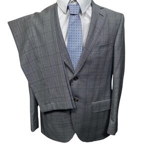 Ledbury GUABELLO Plaid Check Wool Suit Rare Mens 40R 32×29 Made In Italy